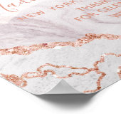 ホワイト&バラ金ゴールドアガテギルト結婚のウェルカムサイン ポスター (角)