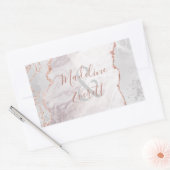 ホワイト&バラ金ゴールドアガテマーブルモノグラム結婚ズ 長方形シール (封筒)