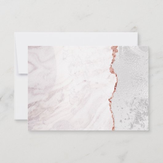 ホワイト&バラ金ゴールドアガートウェディングRSVP応答 出欠カード (裏面)