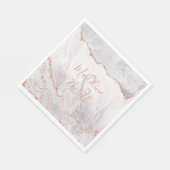 ホワイト&バラ金ゴールドアゲートマーブルズモノグラム スタンダードランチョンナプキン (角)