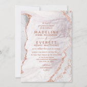 ホワイト&バラ金ゴールドアゲートマーブルフォイルトレンディー結婚ズ 招待状 (正面)