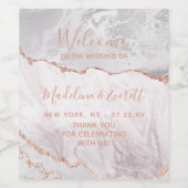 ホワイト&バラ金ゴールドアゲートマーブル結婚ズウェルカム ワインラベル (シングルラベル)