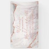 ホワイト&バラ金ゴールドアゲートマーブル結婚ズウェルカム 横断幕 (縦)