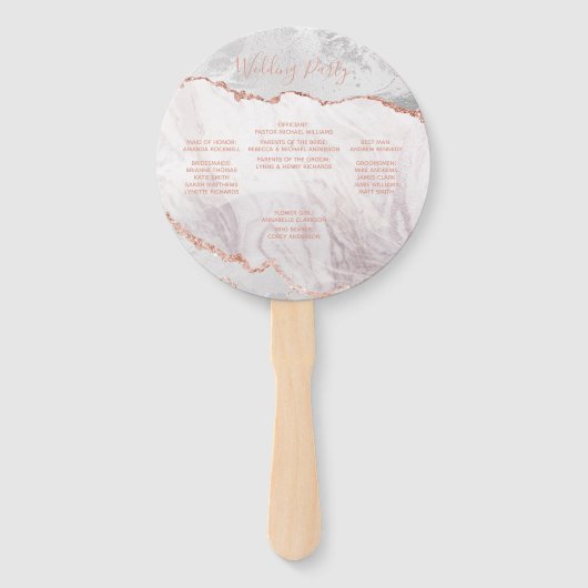 ホワイト&バラ金ゴールドアゲ結婚ートの式プログラム ハンドファン (裏面)