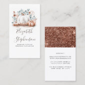 ホワイト&バラ金ゴールドカボチャ秋ハーベストデコール 名刺 (正面/裏面)