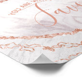 ホワイト&バラ金ゴールドゲート結婚式の引き出物テーブル記号 ポスター (角)