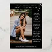 ホワイト&バラ金ゴールドスターズアーチフォト卒業 箔招待状 (裏面)