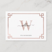 ホワイト&バラ金ゴールドピンクギリシャ鍵ソーシャルメディア 名刺 (正面)