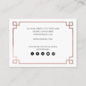 ホワイト&バラ金ゴールドピンクギリシャ鍵ソーシャルメディア 名刺 (裏面)