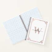 ホワイト&バラ金ゴールドピンクギリシャ鍵 モノグラムの ノートブック (内部)