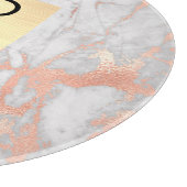 ホワイト&バラ金ゴールド大理石金ゴールドボックス、名前&モノグラム カッティングボード (角)