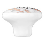 ホワイト&バラ金ゴールド大理石金ゴールドボックス、名前&モノグラム セラミックノブ (側面)