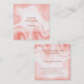 ホワイト&バラ-金ゴールドフェイク大理石 スクエア名刺 (正面/裏面)