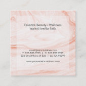 ホワイト&バラ-金ゴールド水彩マーブリング スクエア名刺 (裏面)