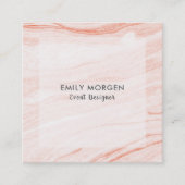 ホワイト&バラ-金ゴールド水彩マーブリング スクエア名刺 (正面)