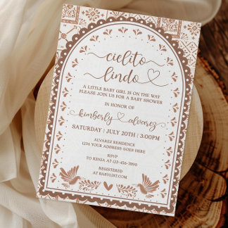 ホワイト&バロシエリートリンドベイビーシャワー招待状 招待状