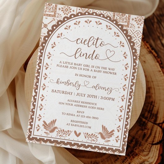 ホワイト&バロシエリートリンドベイビーシャワー招待状 招待状