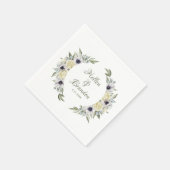 ホワイト&パステル桃みすぼらしいシックな花のリース スタンダードカクテルナプキン (角)