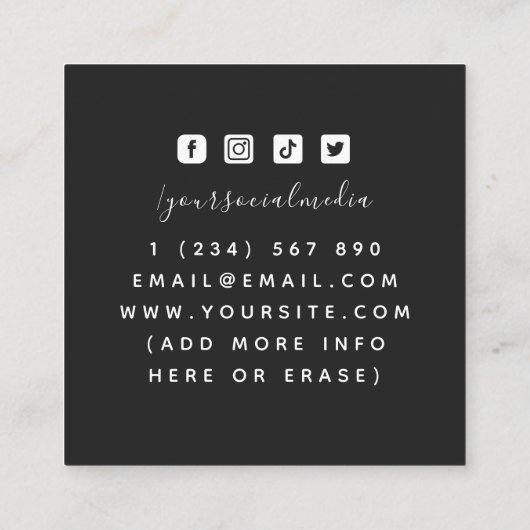 ホワイト&パープルオーキッドフレームフローライベントプランナー スクエア名刺 (裏面)