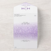 ホワイト&パープルグラデーショングリッターモダンフォト結婚ズ オールインワン招待状 (外側)