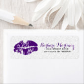 ホワイト&パープルフローラダマスメイクアップアーティストデザイン ラベル (インサイチュ)