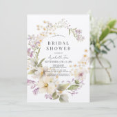ホワイト&パープルフローラ水彩ブライダルシャワー 招待状 (スタンド正面)