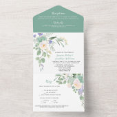 ホワイト&パープルフローラ、多肉類&ユーカリ オールインワン招待状 (内側)