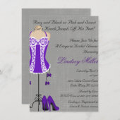 ホワイト&パープルランジェリーブライダルシャワー招待状 招待状 (正面/裏面)