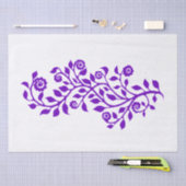 ホワイト&パープル渦巻形のフローラオーナメントニースシンプル 薄葉紙 (クラフト)