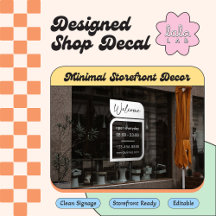 ホワイト ビジネス ウェルカム & アワーズ ウィンドウ シール