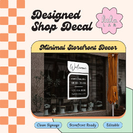 ホワイト ビジネス ウェルカム & アワーズ ウィンドウ シール ウィンドウサイン