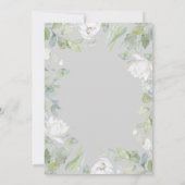 ホワイト ピオニーとグリーン幾何学フレーム ウェディング 招待状 (裏面)