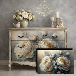 ホワイト ピオニー ブルーム デコパージュ 薄葉紙