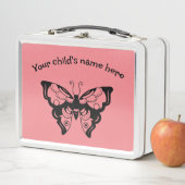 ホワイト&ピンクお子様の名前を追加Lunchbox メタルランチボックス (インサイチュ)