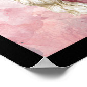 ホワイト、ピンクの水色ヴィンテージレディフローラ美しい ポスター (角)