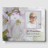 ホワイト・ピンクの花お祝い・オブ・ライフ・葬儀 ゲストブック (正面)