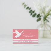 ホワイト&ピンクダンススクールインストラクター 名刺 (スタンド正面)