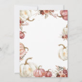 ホワイト&ピンクティーパーティーカボチャベビーは醸造 招待状 (裏面)