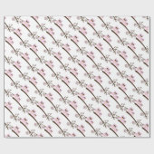 ホワイト&ピンクフクローのテーマパーティラッピング紙 ラッピングペーパー (フラット)