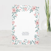 ホワイト&ピンクフローラ写真葬儀プログラム 招待状 (裏面)