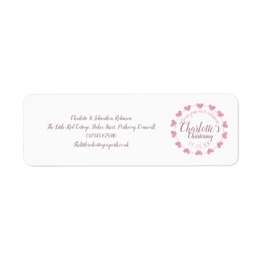 ホワイト&ピンクベビードーターアドレス ラベル (正面)