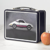 ホワイト&ピンクレトロ車 メタルランチボックス (インサイチュ)