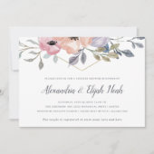 ホワイト|ピンクローズの幾何学フローラカップルシャワー 招待状 (正面)