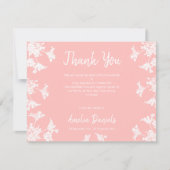 ホワイト&ピンクワイルドフラワー葬儀サンキューカード 招待状 (正面)