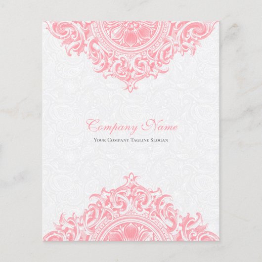 ホワイト&ピンクヴィンテージフローラオーナメントフライヤー チラシ (正面)