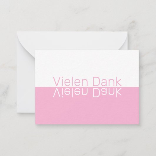 ホワイト&ピンク反射ドイツモダン語感謝 ノートカード (正面)