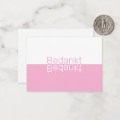 ホワイト&ピンク反射モダンオランダありがとう ノートカード (正面/裏面インサイチュ)