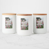 ホワイト/ピンク花食品容器ラベル フードラベル (ボトル)