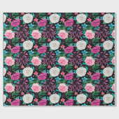 ホワイト ピンク バーガンディ ローズ ウェディング ラッピングペーパー (フラット)