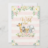 ホワイト ピンク フローラル ワイルド ワン バースデー インビテーション (裏面)
